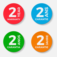 2 year warranty, vector badge.