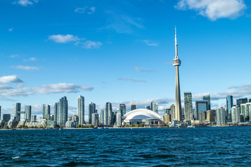 Toronto skyline in a summer day, with an amazing cn tower view