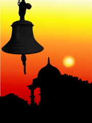 mandir at sunset view religious concept background