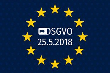 General data protection regulation german mutation: Datenschutz Grundverordnung (DSGVO) with shield background.