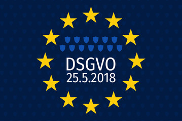 General data protection regulation german mutation: Datenschutz Grundverordnung (DSGVO) with shield background.