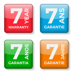 7 year warranty badge, vector.