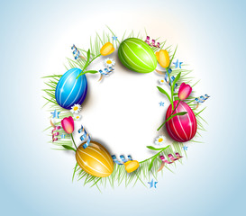Obraz na płótnie Canvas Easter eggs circle background