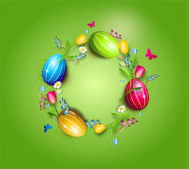 Easter eggs circle background