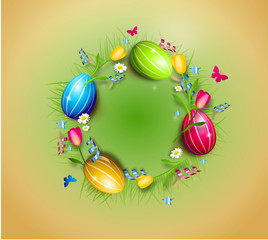 Easter eggs circle background