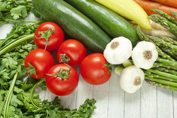 vegetables on white wooden table