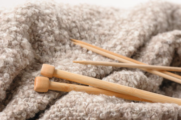 bamboo knitting needles over knitted mohair