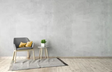 Fotobehang Per kamer 3d illustration of empty wall, grey interior mockup  © darina1761