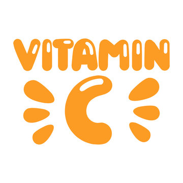 Vitamin C. Hand drawn vector illustration on white background.