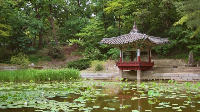 Pavilions in the Huwon (Secret Garden) of the Changdeokgung Palace. Seoul, South Korea