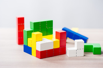 Fototapeta premium wooden puzzle blocks toy