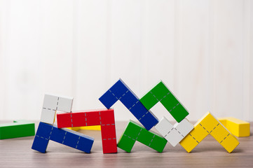 Fototapeta na wymiar wooden puzzle blocks toy
