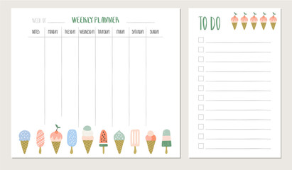 Weekly meal plan. Vector
