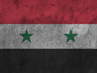 Syria flag painted on the wall. 
