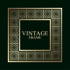 Vintage ornamental golden retro frame. Template for design. Vector illustration