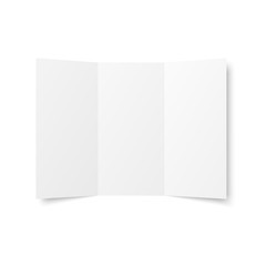 Vector blank white trifold leaflet opened