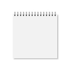 Vector white realistic closed notebook cover.