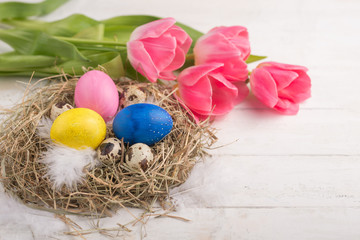 Easter eggs and flowers