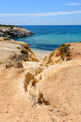 Fototapeta na wymiar Beautiful coast of Naxos island near Aliko beach. Cyclades, Greece