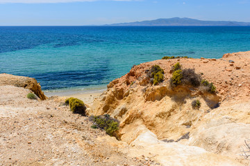 Beautiful coast of Naxos island near Aliko beach. Cyclades, Greece