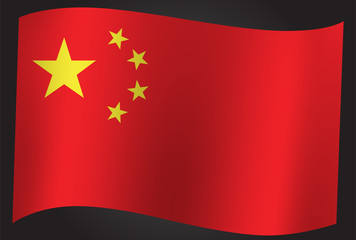 chinese flag decorated by stock exchange growth graph and indicator, realistic style vector illustration.