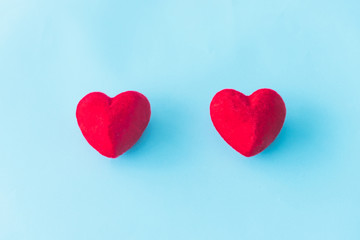 Red heart with blue background , Pastel