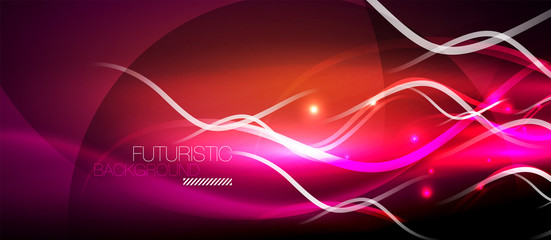 Bright neon lines wave