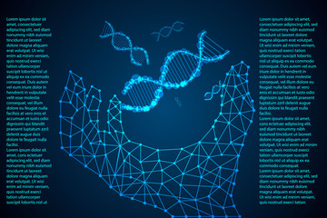 abstract science concept Hands digital link and DNA hi tech on background