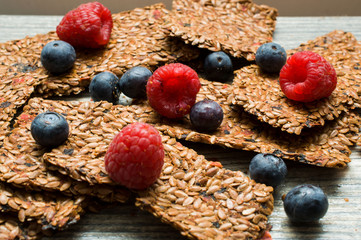 Healthy breakfast with bread and berries