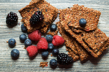 Healthy breakfast with bread and berries