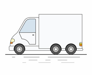 White Delivery Van on white background