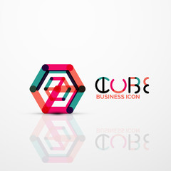 Cube idea concept logo, line