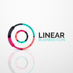 Outline minimal abstract geometric linear business icon made of line segments, elements