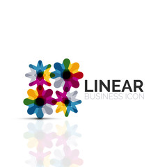 Abstract flower or star, linear thin line icon. Minimalistic business geometric shape symbol created with line segments