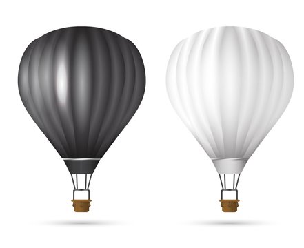 Realistic Hot Air Balloon white and black color