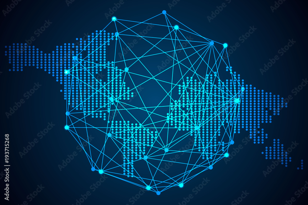 Poster abstract technology concept global network connection futuristic earth globe virtual hologram commun