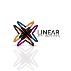 Abstract flower or star minimalistic linear icon, thin line geometric flat symbol for business icon design, abstract button or emblem