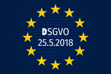 General data protection regulation german mutation: Datenschutz Grundverordnung (DSGVO) with shield background.