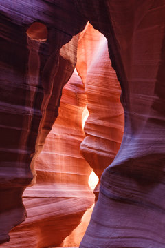 An abstract outline of a bear looking at the moon in Upper Antelope Canyon in Page, Arizona.