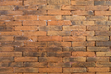 Old orange brick wall texture background.