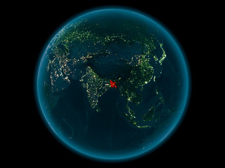 Bangladesh on planet Earth in space at night