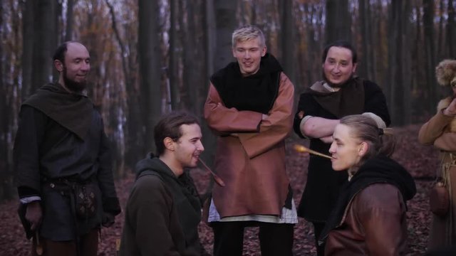 Vikings have some fun. Viking play with spoons