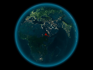 Eritrea on planet Earth in space at night