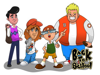 Set of student boy cartoon vector