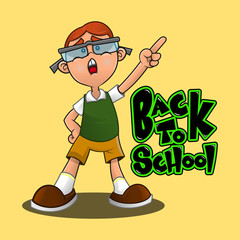 Nerd Boy filed a finger cartoon vector