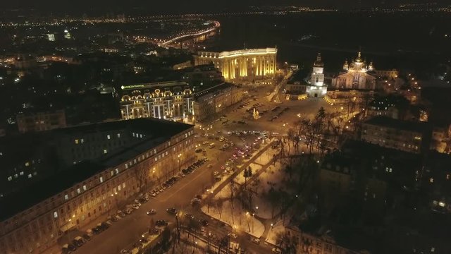 View of the street Khreshchatyk and Independence Square in Kiev from a bird's eye view