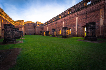 Mission of Jesus de Tavarangue - June 26, 2017: Inside the ancient Jesuit ruins of the Mission of Jesus de Tavarangue, Paraguay