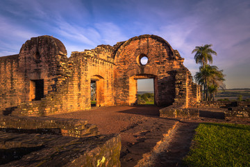 Mission of Jesus de Tavarangue - June 26, 2017: Inside the ancient Jesuit ruins of the Mission of Jesus de Tavarangue, Paraguay © rpbmedia