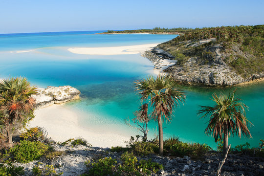 A small paradise beach located on Shroud Cay in the Bahamas. Shroud Cay is part of the Exuma island chain and the Warderick Wells Land and Sea Park. Perfect, isolated beach.