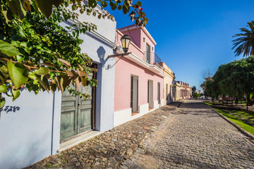 Colonia Del Sacramento - July 02, 2017: Streets of the old town of Colonia Del Sacramento, Uruguay